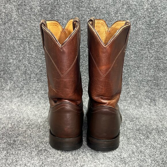 Justin Classic Roper Western Boots Men's Size 11D Brown Leather Pull On Cowboy - Picture 6 of 16